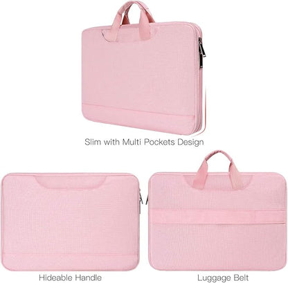 14 15 Inch Laptop Case Women Ladies Bag TSA Laptop Sleeve for MacBook Pro 14" M5/M4/M3/M2/M1, Macbook Air 15 M4/M3, Dell XPS 15/Inspiron 14, Acer HP Lenovo ASUS Chromebook 14" Notebook Case Bag, Pink