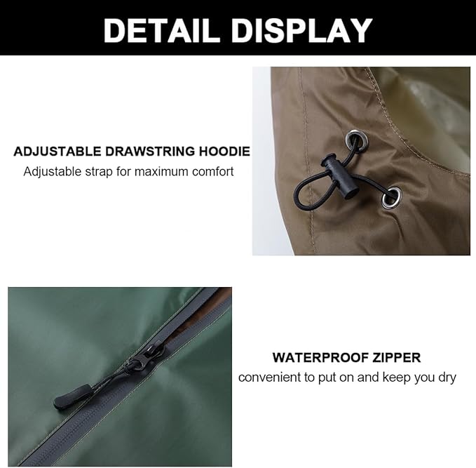 Fashion Hooded Rain Poncho Waterproof Raincoat Jacket with pocket for Women/Men/Adult