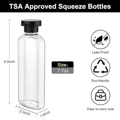 Travel Shampoo and Conditioner Bottles 7.7oz 7 Pack Leak Proof Squeeze Bottles with Flip Cap Refillable Containers Plastic Travel Bottle for Toiletries for Lotion Shampoo Conditioner