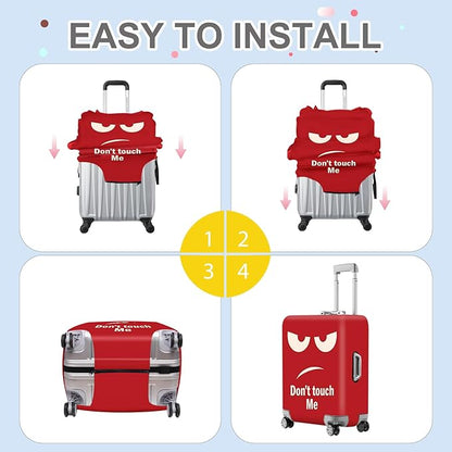 ANNA QUEEN Funny Luggage Cover, Don't Touch Me Red Face Design, Stretchable, Washable Travel Protector for 24-26 Inch Luggage