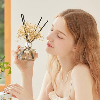 COCODOR Flower Reed Diffuser Set / 6.7oz / Clean Linen/Scent Diffuser with Sticks Home Fragrance Reed Diffuser for Bathroom Shelf Decor