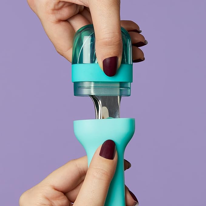 ZOKU Pocket Utensil Set, Teal - Stainless Steel Fork, Knife, and Spoon Nest in Case - Portable Design for Travel, School, Work, Picnics, Camping and Outdoor Home Use