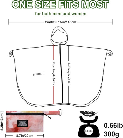 Hooded Rain Ponchos for Adult - Rain Coat and Rain Jacket with Waterproof Pocket and Zipper
