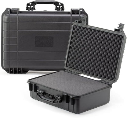 Waterproof Hard Case - Crushproof & Dustproof - Foam Protection - Pressure Equalization Valve - Portable Protective Storage Box for Travel, Hunting, Military, Tactical - 19-Inch (Black)