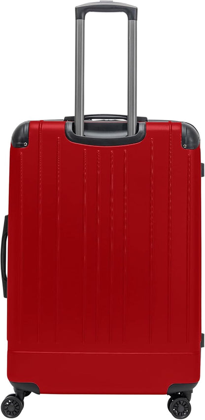 Flying Axis Collection Lightweight Hardside Expandable 8-Wheel Spinner Luggage, Cherry Red, 28-Inch Checked