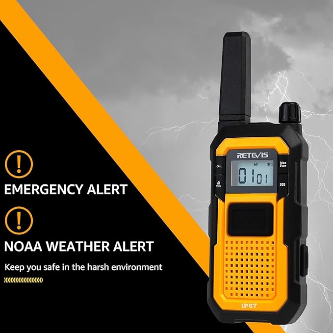 Retevis RB48 Heavy Duty Walkie Talkies with Earpiece, Support VOX, MIL-STD 810H,IP67 Waterproof Walkie Talkies Rechargeable, USB-C, 2000mAh, Dual PTT, Business 2 Way Radios(6 Pack)