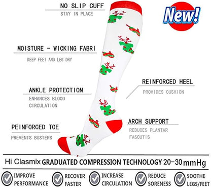 Graduated Compression Socks for Women&Men 20-30mmhg Knee High Socks Travel Hiking Running Stocking
