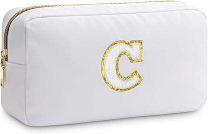 Initial C Makeup Bags Initial Letter A-Z Cosmetic Bag for Women Friends Daughter Sister Mom Inspirational Gifts Travel Toiletry Bag Christmas Birthday Gifts for Her Bridesmaid Bff Makeup Pouch C