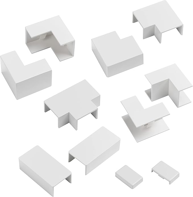 D-Line 1in x 0.63in Cable Raceway Accessory Multipack, 11-Piece Pack - White
