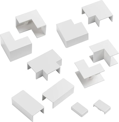 D-Line 1in x 0.63in Cable Raceway Accessory Multipack, 11-Piece Pack - White