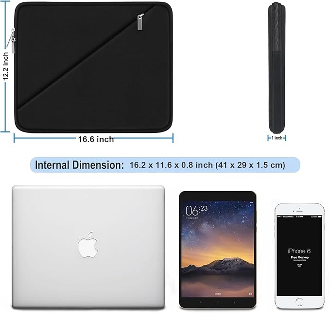 Laptop Sleeve 17.3 Inch, Shockproof Protective Computer Cover with Accessory Pocket, Traveling Carrying Bag Laptop Case Compatible for 17 Inch HP, Dell, Asus, Acer, Lenovo, Black