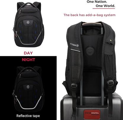 Swissdigital Design TSA Business Laptop Backpack For Men,Travel Backpack With USB Charging Port,College Tech Backpacks With RFID Pockets Presents For Men Fits 15.6 Inch Computer | J16BT-1