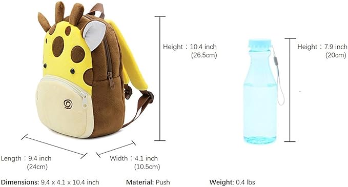 Cute Toddler Backpack,Cartoon Cute Animal Plush Backpack Toddler Mini School Bag for Kids Age 1-4Years Old(Giraffe)