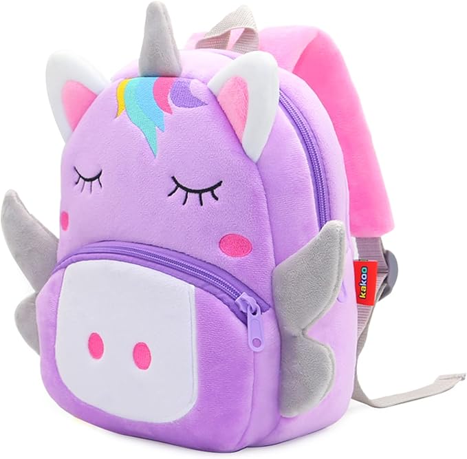 Cute Toddler Backpack,Cartoon Cute Animal Plush Backpack Toddler Mini School Bag for Kids Age 2-4 Years Old(Purple Unicorn)