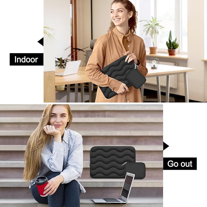 ARVOK Puffy Laptop Sleeve 15 15.6 16 inch for MacBook Air 15 inch/Pro 16 inch, Laptop Case Notebook Computer/Tablet Pouch Cover for HP/Dell/Asus/Acer/Samsung, Extra Bag, Women, Cute Carrying Case