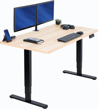 VIVO Electric 55 x 28 in Dual Motor Sit Stand Desk, Memory Height Adjustment, 2B Series, Light Wood Top Black Frame, DESK-KIT-2B55C