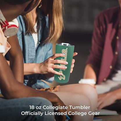 Campus Colors NCAA Stainless Steel Tumbler perfect for Gameday - 18 oz - Double Walled - Keeps Drinks Perfectly Insulated (USF Bulls - Green)