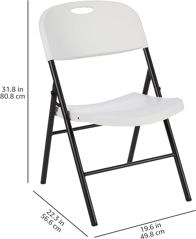 Amazon Basics Folding Plastic Chair, 350-Pound Capacity, White, 2-Pack
