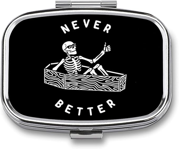 Metal 2 Compartment Pill Organizer Travel Friendly Portable Compact Pill Box Cute Pill Case,for Pocket Wallets Daily Portable Medicine Vitamin Tablet Storage (Better)