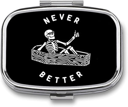 Metal 2 Compartment Pill Organizer Travel Friendly Portable Compact Pill Box Cute Pill Case,for Pocket Wallets Daily Portable Medicine Vitamin Tablet Storage (Better)