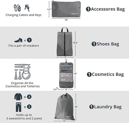 Compression Packing Cubes 10 Set, Compressible Space-Saving Packing Cubes for Travel - Compression Bags, Luggage Organizer, Travel Essentials for Women, Grey