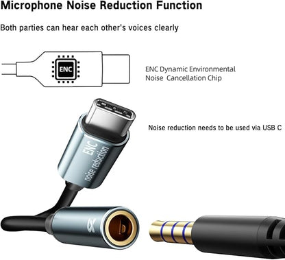 Wired Earphones Immersive Bass Noise Cancellation Call,Four Units in-Ear Headphones Wired Earbuds with Microphone Noise-canceling,subwoofer and Clear DAC decoded Sound Universal USB C 3.5mm Plug