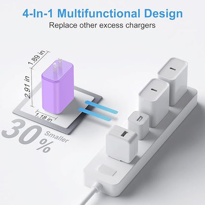 USB C Charger Block,40W USB C Charger Cube,Type C Charging Block,USB Wall Chargers Dual Port PD+QC Charging Cube for iPhone 16 15 14 13 12 11 Pro Max XS,iPad, Samsung Phone,Tablet(Purple)