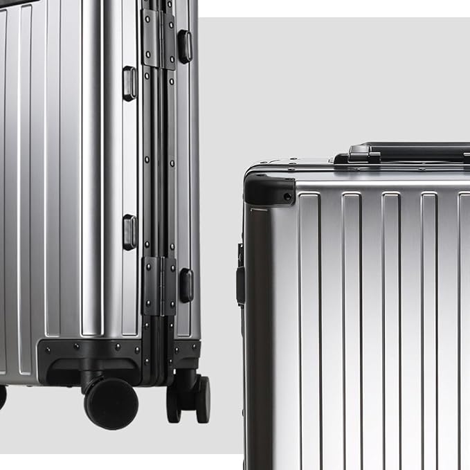 28-inch Aluminum Checked Suitcase: Gunmetal Gray - Full Metal Shell - Crush-Resistant & Burst-Proof, TSA Lock & Spinner Wheels for Business Travel - Men Women
