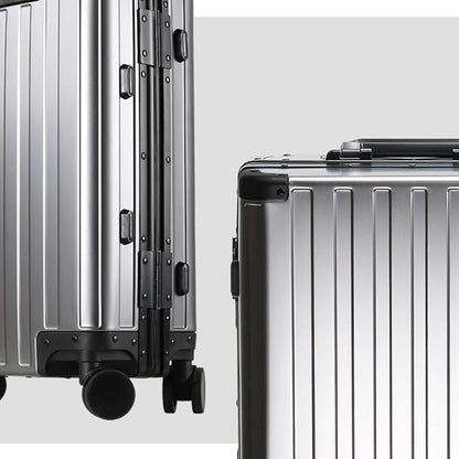 28-inch Aluminum Checked Suitcase: Gunmetal Gray - Full Metal Shell - Crush-Resistant & Burst-Proof, TSA Lock & Spinner Wheels for Business Travel - Men Women