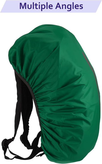 Waterproof Backpack Rain Cover - Non Slip Bag Cap with Vertical Reflector Strap Keep Drying Water Proof for Climbing - 65-75L - Dark Green - XL Size