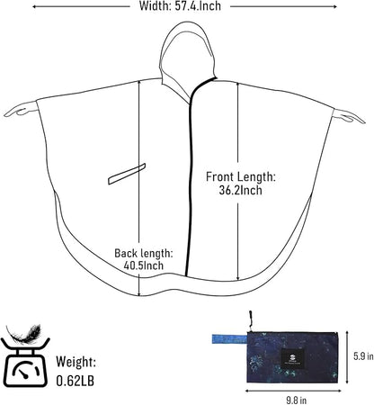 SaphiRose Unisex Rain Poncho Waterproof Raincoat Hooded for Adults Women with Pockets