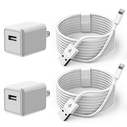 iPhone Charger Cord 6FT, [Apple MFi Certified] 2 Pack Lightning Cable Cube Phone Charging Transfer Cord Cable USB Plug Wall Charger Block Travel Adapter for iPhone 14/13/12/11/SE 2022/8/7/XS/XR/X/iPad