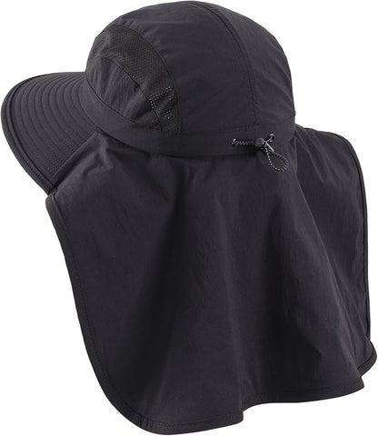 Home Prefer UPF 50+ Sun Hats for Men Women Wide Brim Fishing Hat with Neck Flap UV Protection Sunblock Safari Bucket Hat
