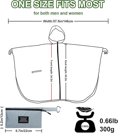 Hooded Rain Ponchos for Adult - Rain Coat and Rain Jacket with Waterproof Pocket and Zipper