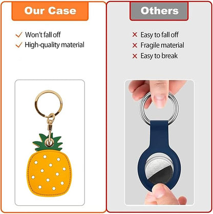 Leather Keychain Case Holder Compatible with Apple AirTag, GPS Airtag Keychain Finder Tracker with Key Ring, Anti-Scratch Protective Air Tag Cover