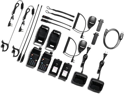 BAOFENG UV-5RM Plus 10W Ham Radio Handheld, Dual Band Two Way Radio Long Range, NOAA FM Airband Receiver, with Soft Case, Programming Cable, 2500mAh Battery USB-C Port, Chirp Compatible (2 Packs)