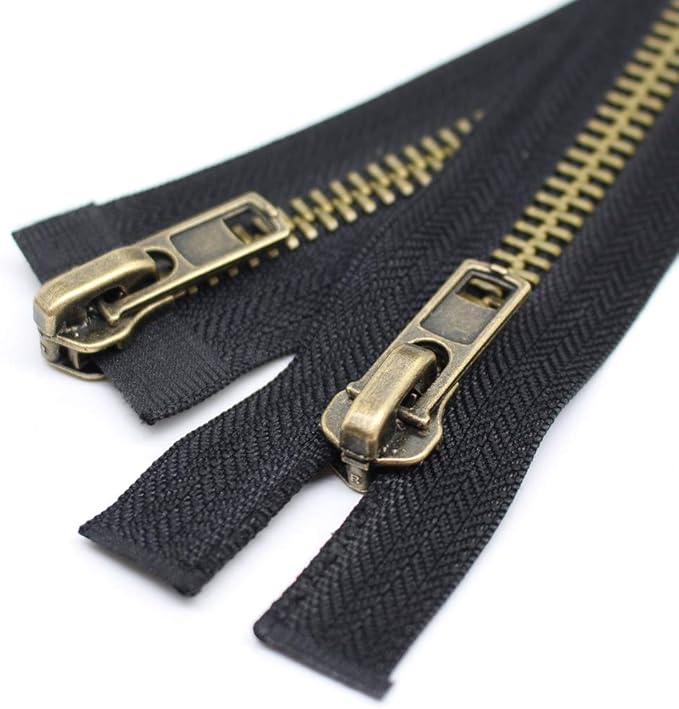 YaHoGa #8 18 Inch Two Way Separating Jacket Zipper Large Antique Brass Metal Zippers for Jackets Coats Sewing Crafts (18" TW Anti-Brass)