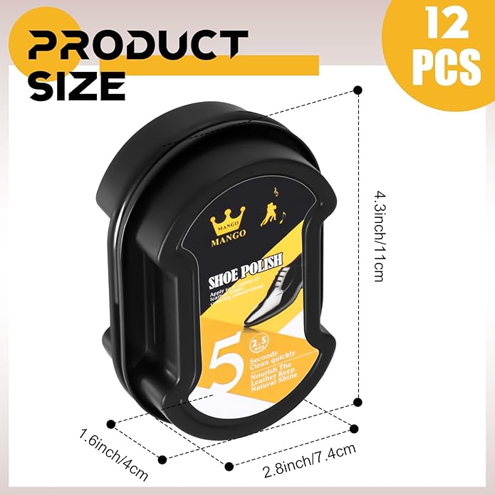 Loopeer 12 Pcs Shoe Shine Sponge Bulk, Instant Leather Shoes Shiner Care for Boots, Leather Accessories Quick Cleaning