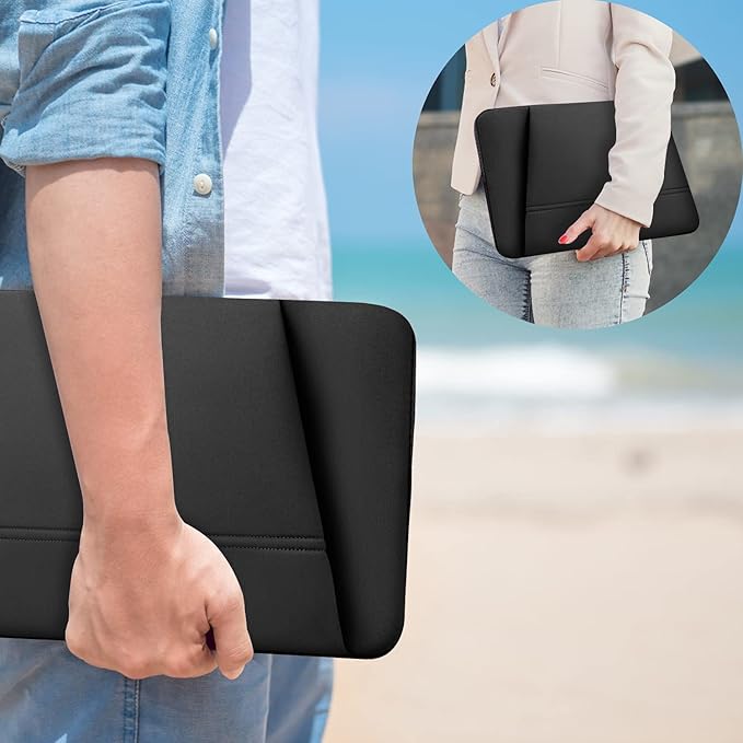 TEDNETGO Laptop Sleeve 15.6 inch, Upgrade Sturdy Portable Monitor Computer Laptop Case, Carrying Sleeve Bag Briefcase Bag 15.6'' with Pockets for MacBook PC Mac HP Lenovo Dell Asus Xbox Switch, Black
