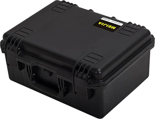 MEIJIA Premium Waterproof Hard Compact Camera Case with customizable fit foam,Full Protection with Light&Convenient Design,19.3"x15.25"x9.01",Elegant Black