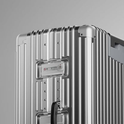 KARGO 29 Inch Check-In Luggage - Polycarbonate Hard Shell Suitcase with Aluminum Corners, Smooth-Rolling Wheels, Leather Handle, Aluminum Frame Luggage, Zipperless TSA Lock (Silver, 29 Inch Check-In)