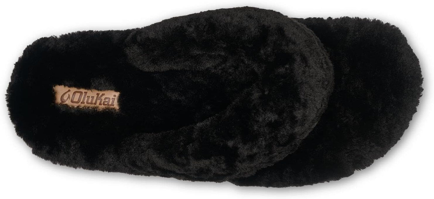 OLUKAI Kipe'a Heu Women's Sandal Slippers, Soft & Comfortable Shearling-Wrapped Straps, Durable Rubber Outsoles for All-Day Wear, Causal & Cute Everyday Style