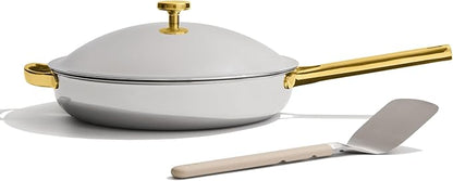Our Place Large Titanium Always Pan Pro | 12.5" PFAS-Free Nonstick Frying Pan with Spatula | Chef-Grade Tri-Ply Stainless Steel & Aluminum Build | Induction & Oven-Safe up to 750°F | Gold