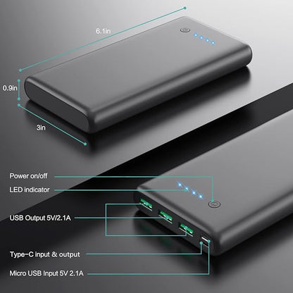 Portable Charger 36800mAh Power Bank,PD Fast Charging USB C External Battery Pack,4 Outputs 2 Inputs Travel Essentials Portable Phone Charger for iPhone 17/16/15/14/13/12,Galaxy S24 Android Phone etc