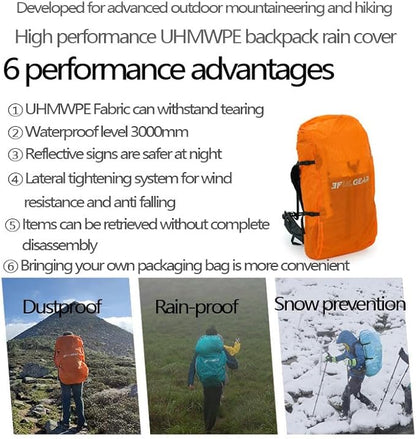 3F 20-85L backpack rain cover, waterproof, dustproof, wear-resistant, tear resistant outdoor hiking backpack cover (blue-S)