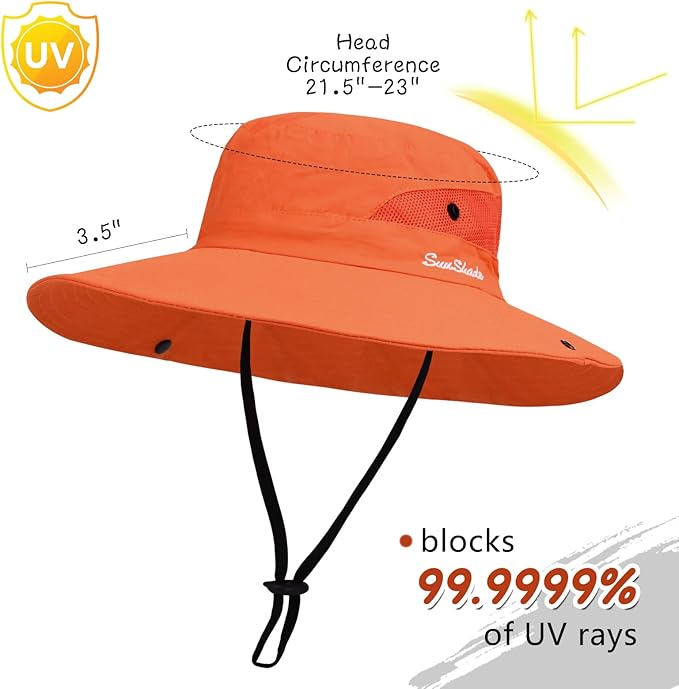 ZOORON Women's Ponytail Safari Sun Hat,Wide Brim UV Protection Outdoor Bucket Hat,Foldable Beach Summer Fishing Hat