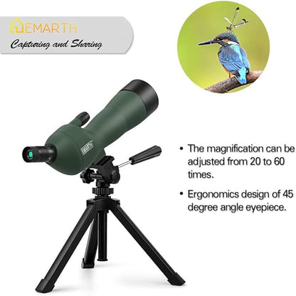Emarth 20-60x60 Angled Spotting Scope for Target Shooting, Spotting Scope w/Tripod 14" Tabletop/Carry Bag, 1.37lb Light Spotter Scope, Waterproof Spotting Scopes for Hunting/Birding/Wildlife View
