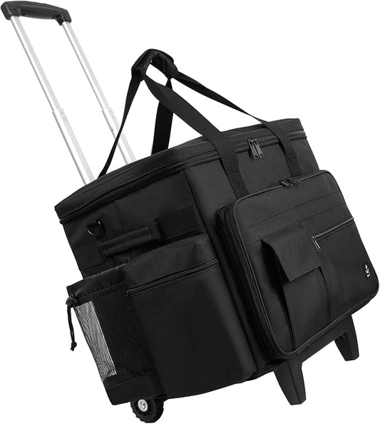 Rolling Teacher Bag, Rolling Briefcase with Detachable Trolley, Large capacity rolling bag with Laptop compartment, Adjustable Shoulder Strap, and Ample Storage Space
