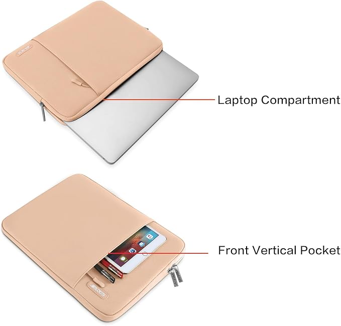 MOSISO Laptop Case 13.3 inch, 13-13.3 inch Laptop Sleeve Compatible with MacBook Air/Pro 13/Pro 14 M5 M4 M3 M2 M1, HP Dell ASUS Lenovo,Polyester Vertical Computer Sleeve Bag with Pocket, Peach Fuzz