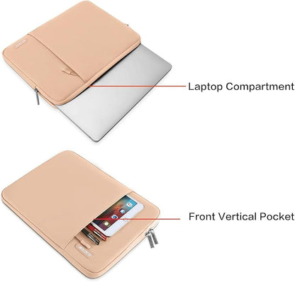 MOSISO Laptop Case 13.3 inch, 13-13.3 inch Laptop Sleeve Compatible with MacBook Air/Pro 13/Pro 14 M5 M4 M3 M2 M1, HP Dell ASUS Lenovo,Polyester Vertical Computer Sleeve Bag with Pocket, Peach Fuzz